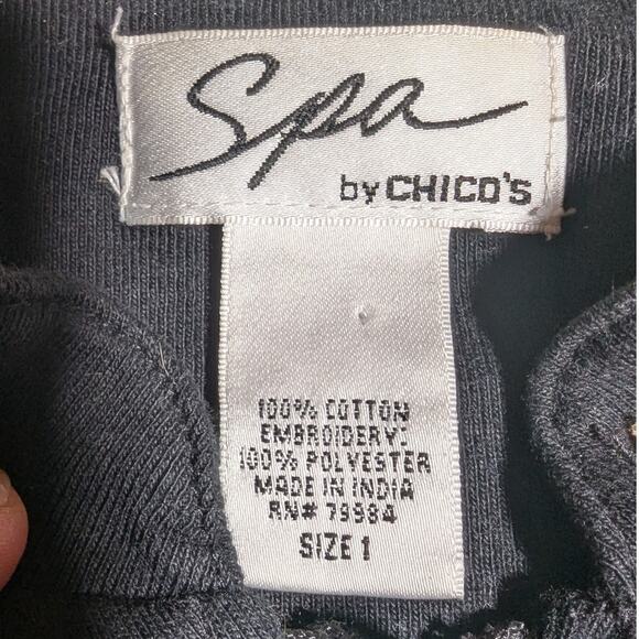 Vtg 1990s Spa By Chico's Black Neon Tribal Animal Zip Up Jersey Knit Jacket 1 S - Picture 4 of 4